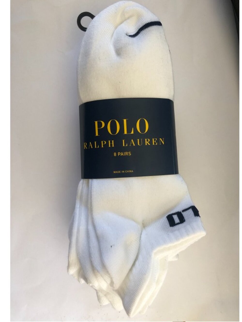 POLO RALPH LAUREN Men's 8 pairs low cut white socks